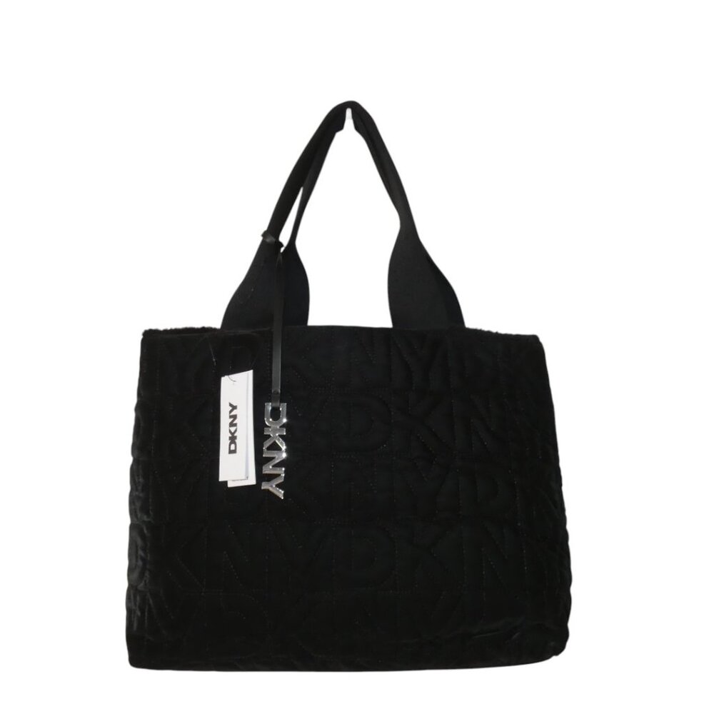 DKNY Tote Bag Reversible Black Quilted Faux Fur Shoulder Bag Purse NWT $168
